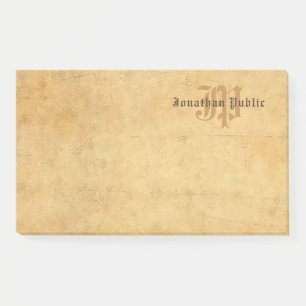 Post-it® Vieux Style Texte main Élégant Vintage Monogramme 