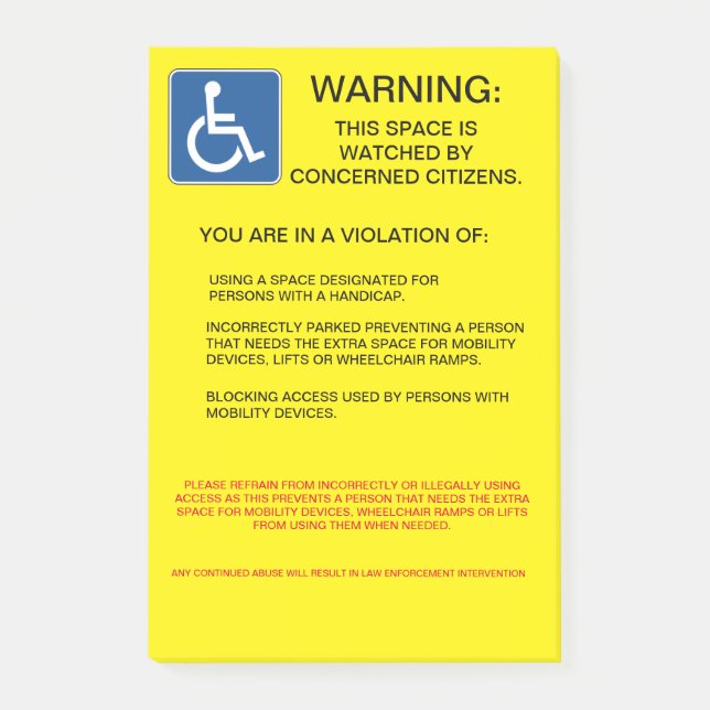 POST-IT® VIOLATION DU HANDICAP (Devant)
