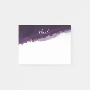 Post-it® Violet Prune  Aquarelle Or Moderne Chic Élégant