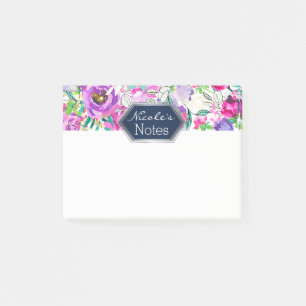 Post-it® Violet Rose Clair Floral Moderne Élégant