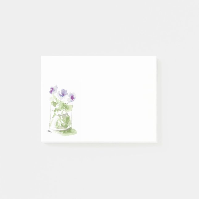 Post-it® Violettes d'aquarelle de lavande dans un bocal de  (Devant)