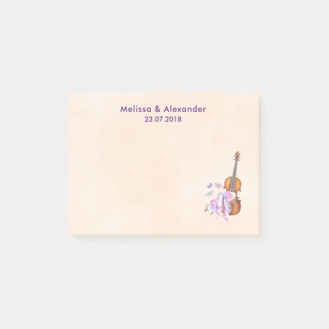Post-it® Violon, ballet Chaussures et papillons Mariage (Devant)