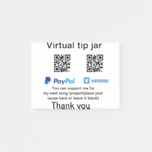 Post-it® Virtual tip jar q r code money donation PayPal ven