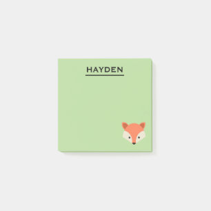 Post-it® Visage de renard mignon sur vert Personnalisé