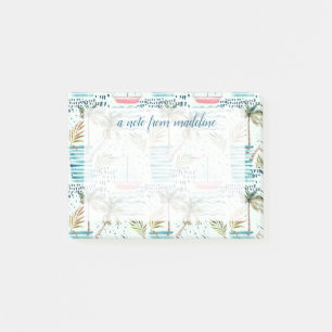Post-it® Voilier d'aquarelle avec le motif de palmier