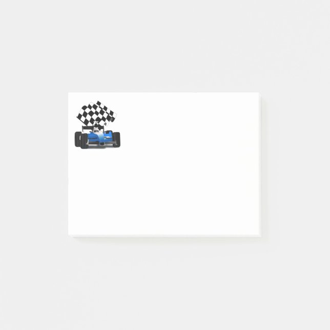 Post-it® Voiture Blue Race avec drapeau À damiers (Devant)