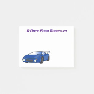 Post-it® Voiture de sport bleue avec illustration airfos