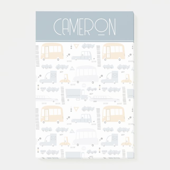 Post-it® Voitures mignonnes dans le Motif de la circulation (Devant)