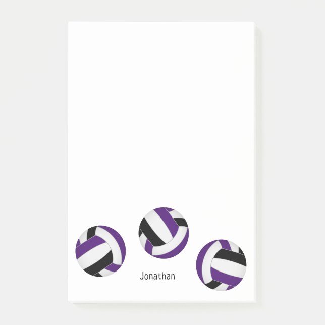 Post-it® volleyball noir violet simple avec nom de l'athlèt (Devant)