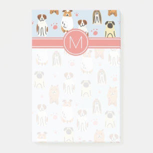 Post-it® Votre initiale   Chiots et pattes