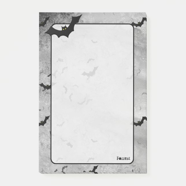 Post-it® Votre nom troupeau de chauves-souris d'Halloween G (Devant)