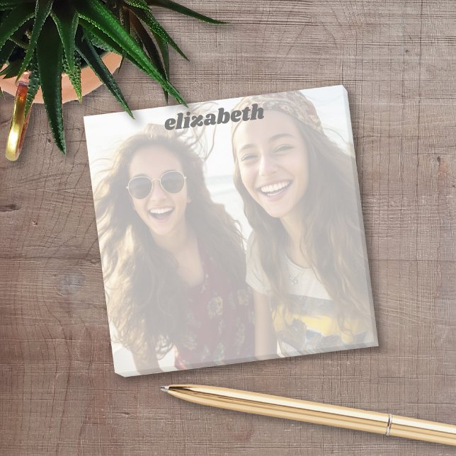 Post-it® Votre photo s'allège automatiquement avec le nom (Personalized Post It Notepads)