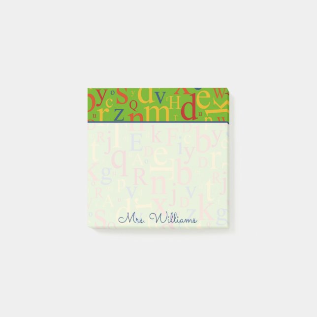 Post-it® Votre texte | Alphabet coloré (Devant)