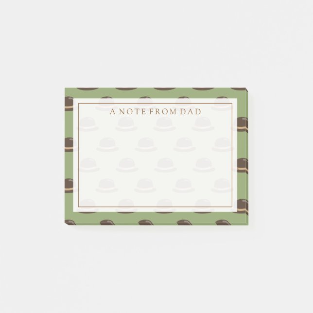 Post-it® Votre texte | Bowler Casquette Brown & vert (Devant)