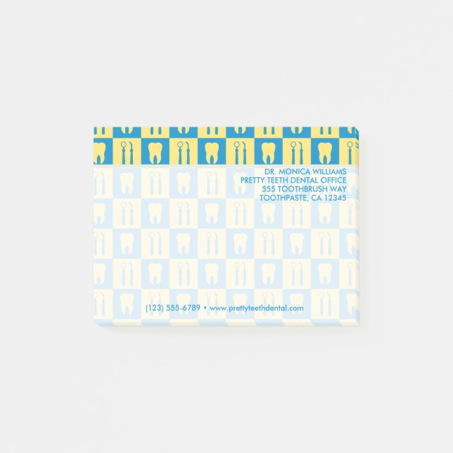 Post-it® Votre texte | Mignonne Dentille Bureau dentaire (Devant)