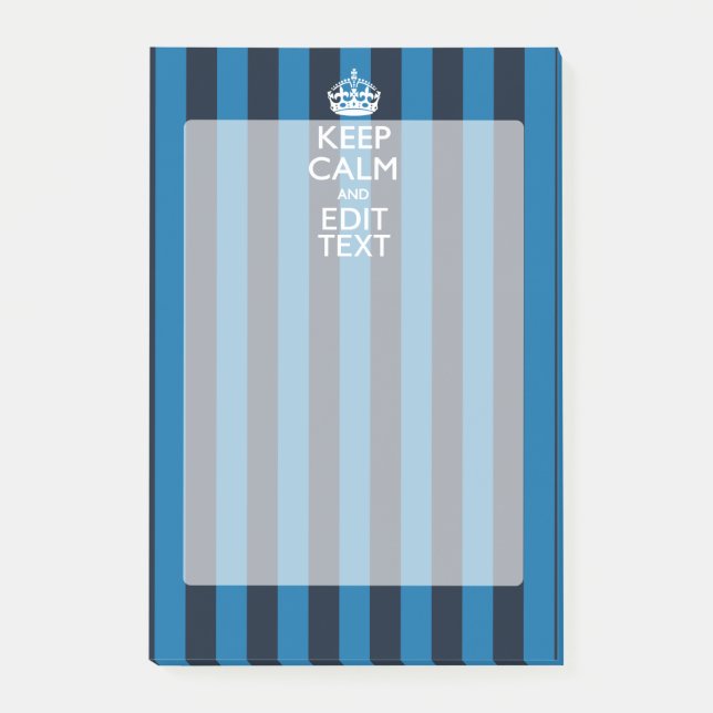 Post-it® Votre texte sur Garder Calme Bleu Stripes (Devant)