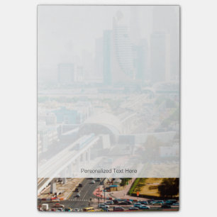 Post-it® Vue sur la ligne de métro et les gratte-ciel de l