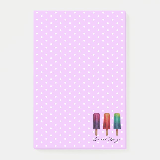 Post-it® Watercolor Cute Popsicle Glaces Creams (Devant)