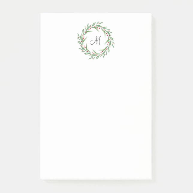 Post-it® Watercolor Feuilles et Berries Wreath (Devant)