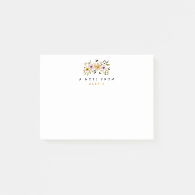 Post-it® Watercolor Flowers & Bees Personalized (Devant)