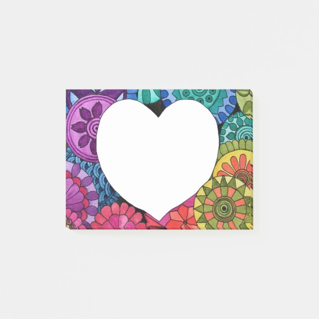 Post-it® Watercolor Rainbow Mandala With Heart (Devant)
