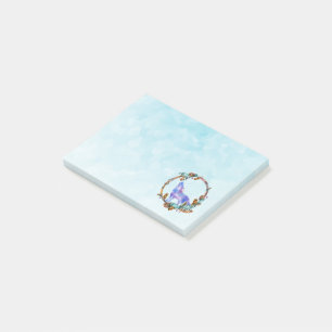 Post-it® Watercolor Wolf Howling in a Boho Style Wreath