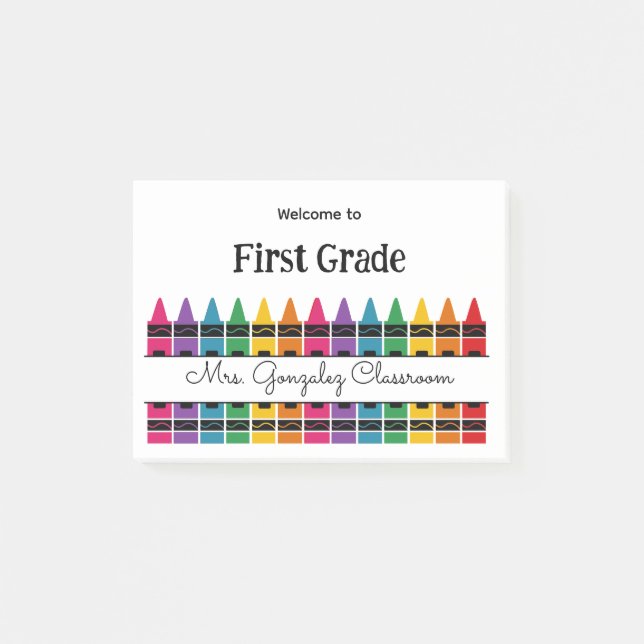 Post-it® Welcome Back to School Rainbow Crayon  (Devant)