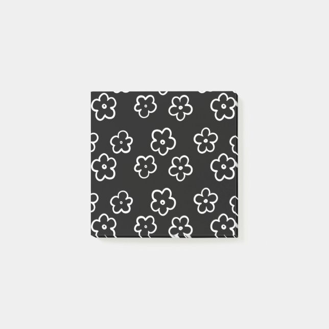 Post-it® Whimsical Black & White Floral Retro et joyeux (Devant)