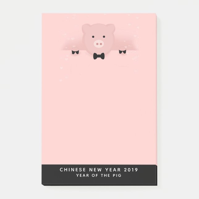 Post-it® Whimsical pink pig cute Farm Animal (Devant)