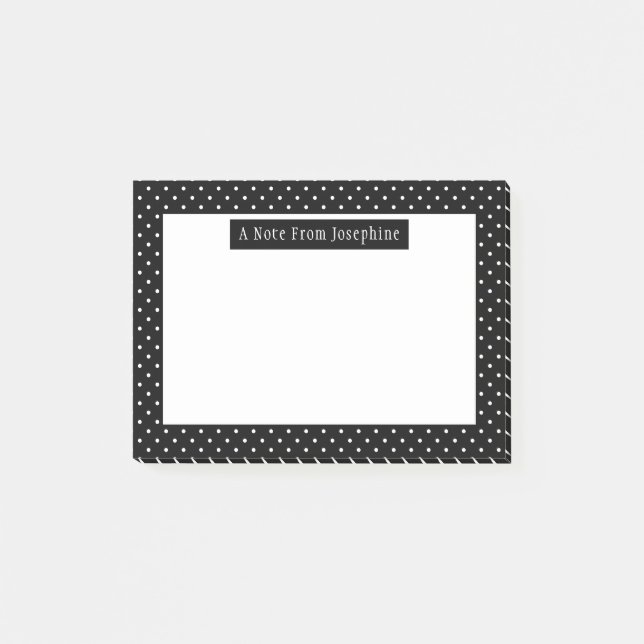 Post-it® White On Black Polka Dots Pattern Custom Text (Devant)