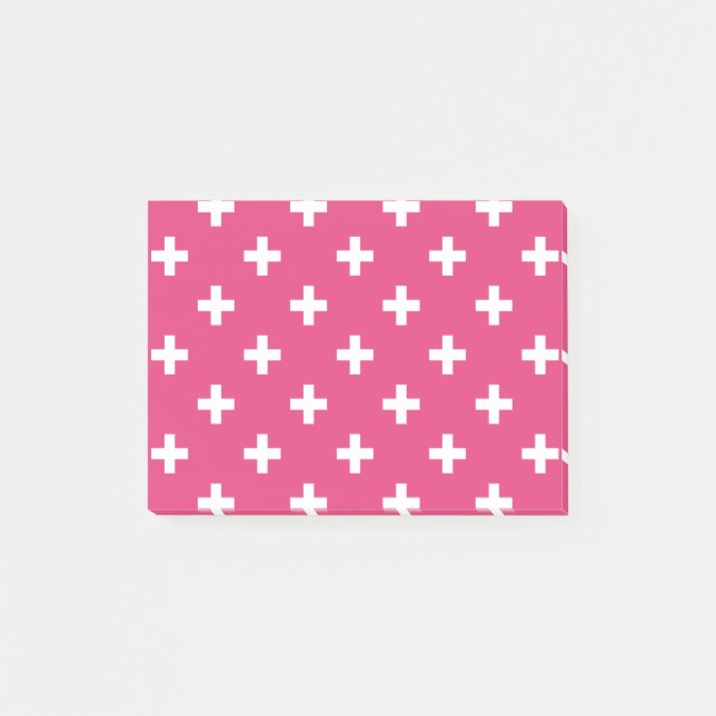 Post-it® White polka crosses on fuchsia (Devant)