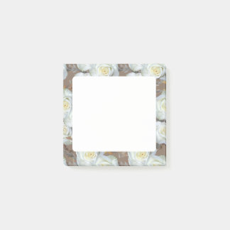 Post-it® White Roses Romantic Rustic Pattern
