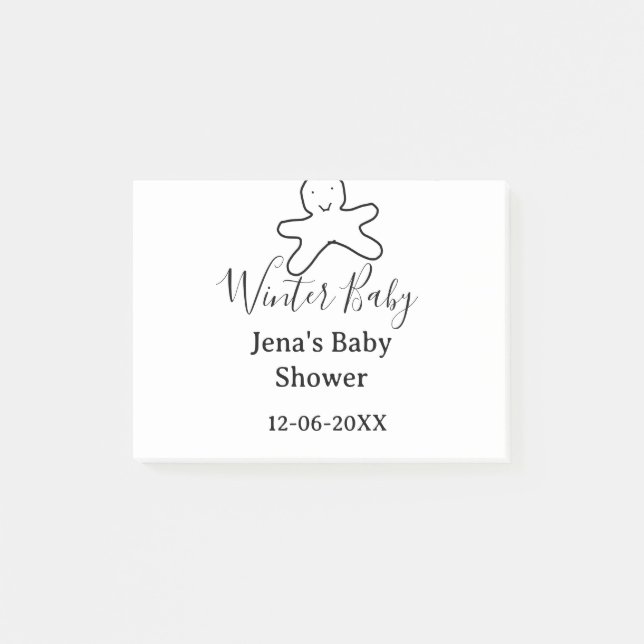 Post-it® Winter baby shower cookie black scribble hand-draw (Devant)