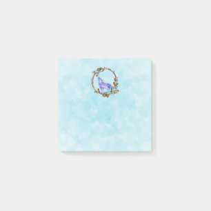 Post-it® Wolf aquarelle debout dans une couronne de style b