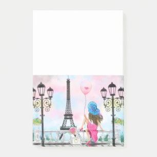 Post-it® Woman with Balloon In Paris Eiffel Tower