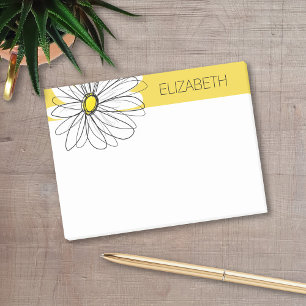 Post-it® Yellow and White Whimsical Daisy with Custom Text