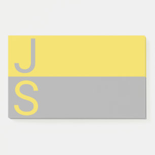 Post-it® Yellow & Grey Modern Initials monogram