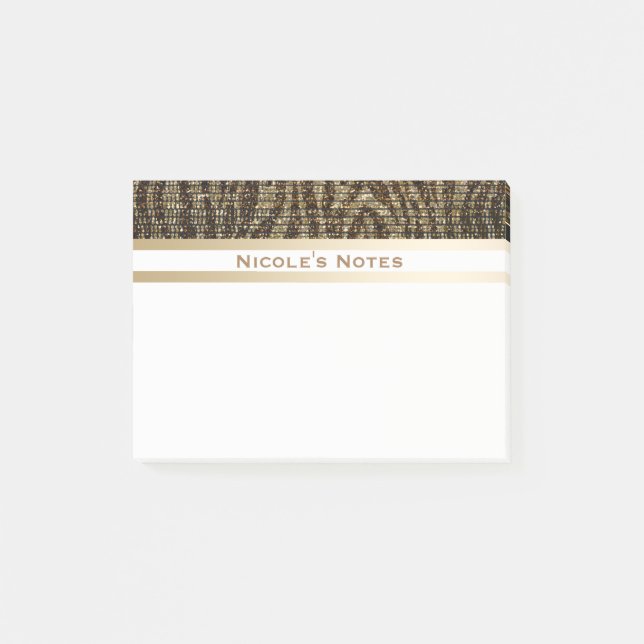 Post-it® Zebra Brown Gold Sparkle Glam tendance Personnalis (Devant)