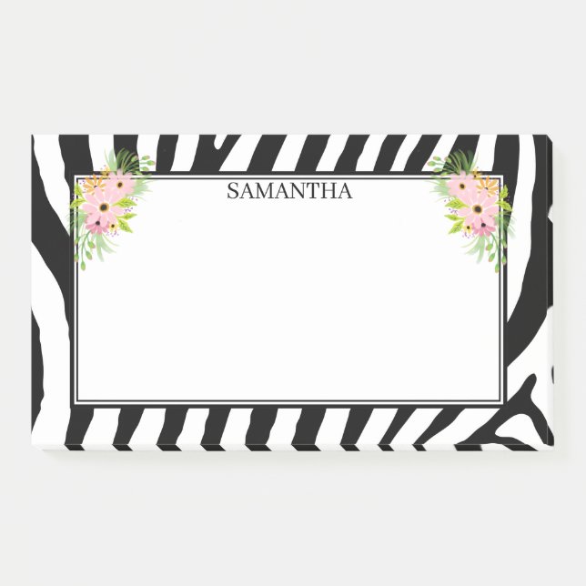 Post-it® Zèbre Grandes Et Fleurs (Devant)