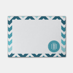 Post-it® Zigzag de Chevron Ombre de bleu d'océan décoré