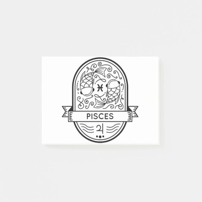 POST-IT® ZODIAC BADGE SYMBOLE PISCES STROKE (Devant)