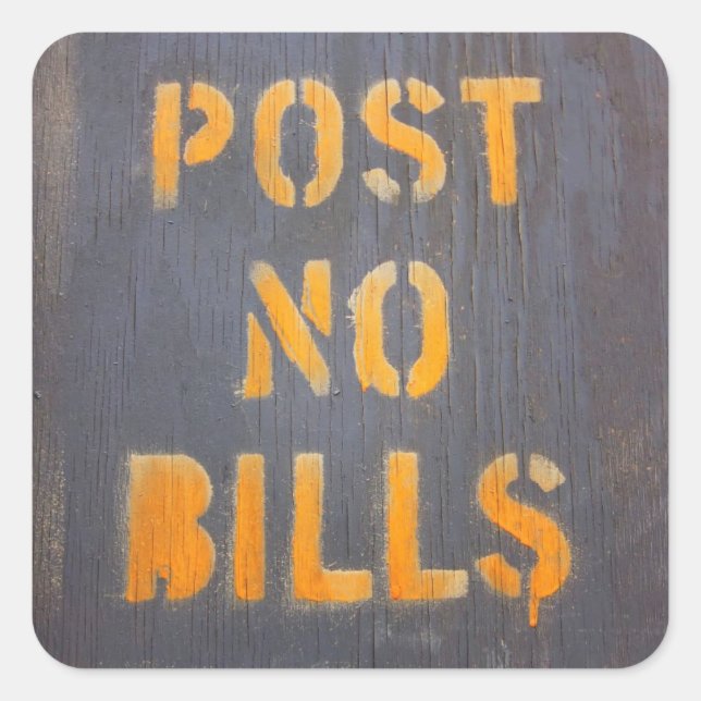 Post No Bills, NYC Square Sticker (Front)