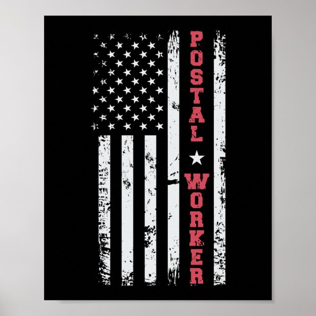 Post Office Patriotic Postal Worker American Flag Poster (Front)