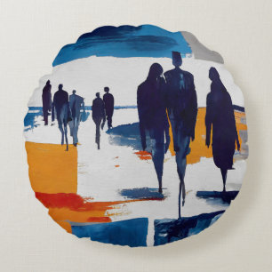 Post-Storm Wanderers – Abstract Figures Round Pillow