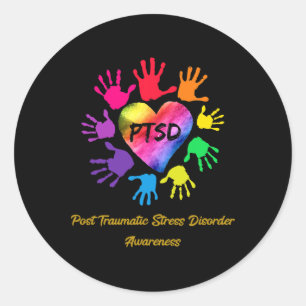 Post Traumatic Stress Disorder Awareness Hands Gif Classic Round Sticker