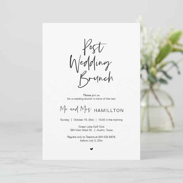 Post wedding Brunch, Modern Minimalist, Simple Invitation (Standing Front)