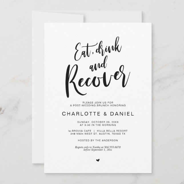 Post wedding, Eat, Drink and Recover Brunch Invitation (Front)