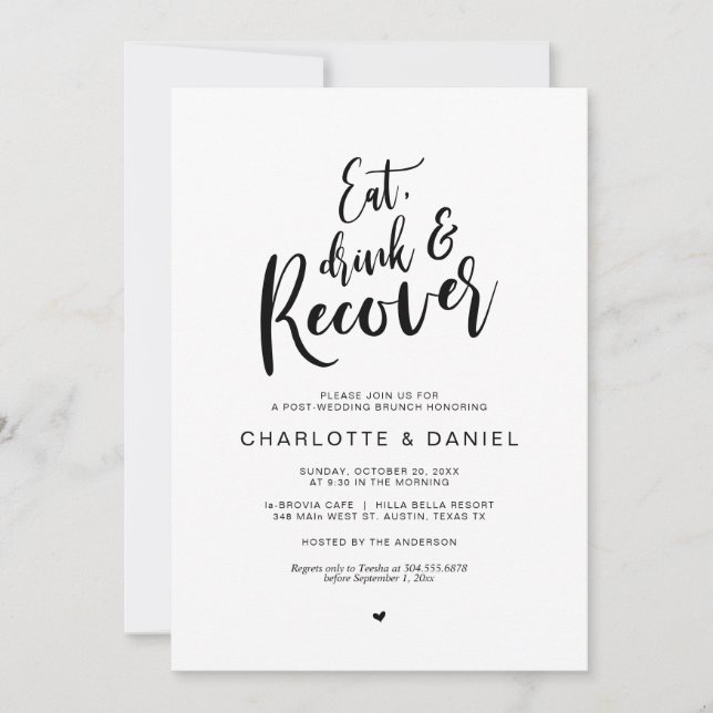 Post wedding, Eat, Drink and Recover Brunch Invitation (Front)