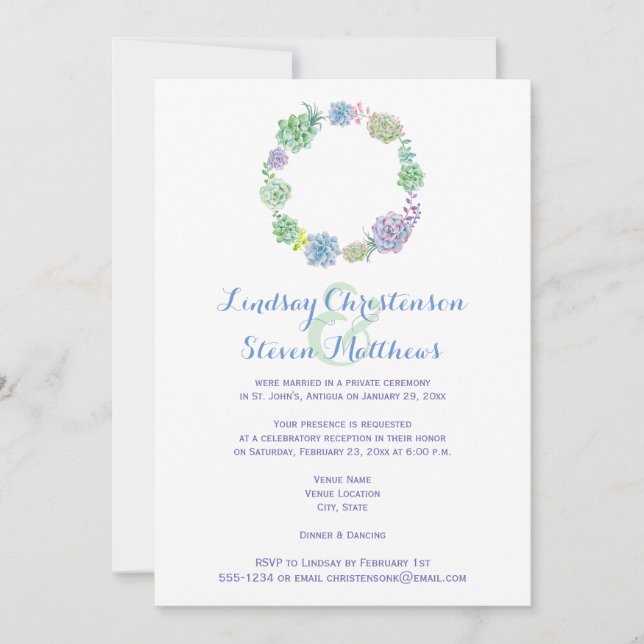 Post Wedding Invitation | Succulents & Sand 2 (Front)