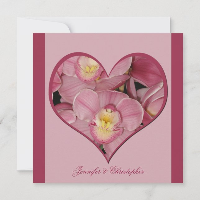 Post Wedding Reception Invitation -- Orchid Heart (Front)
